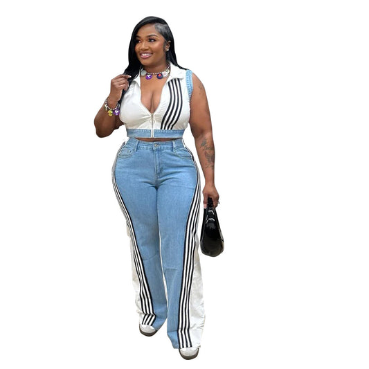 women's Tor ribbon denim suit